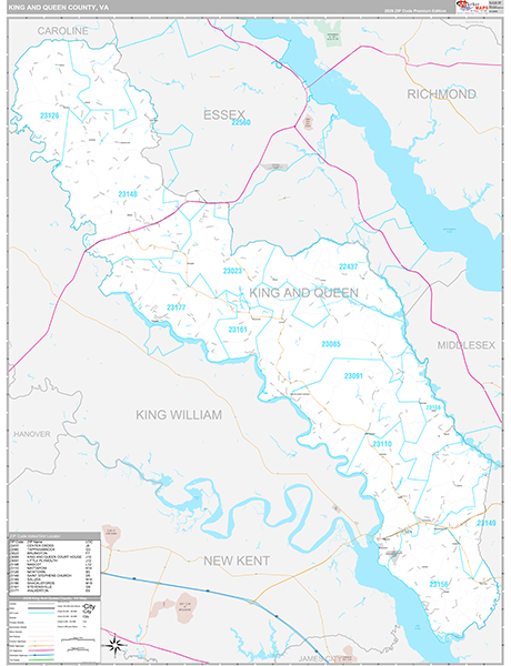 King and Queen County, VA Wall Map
